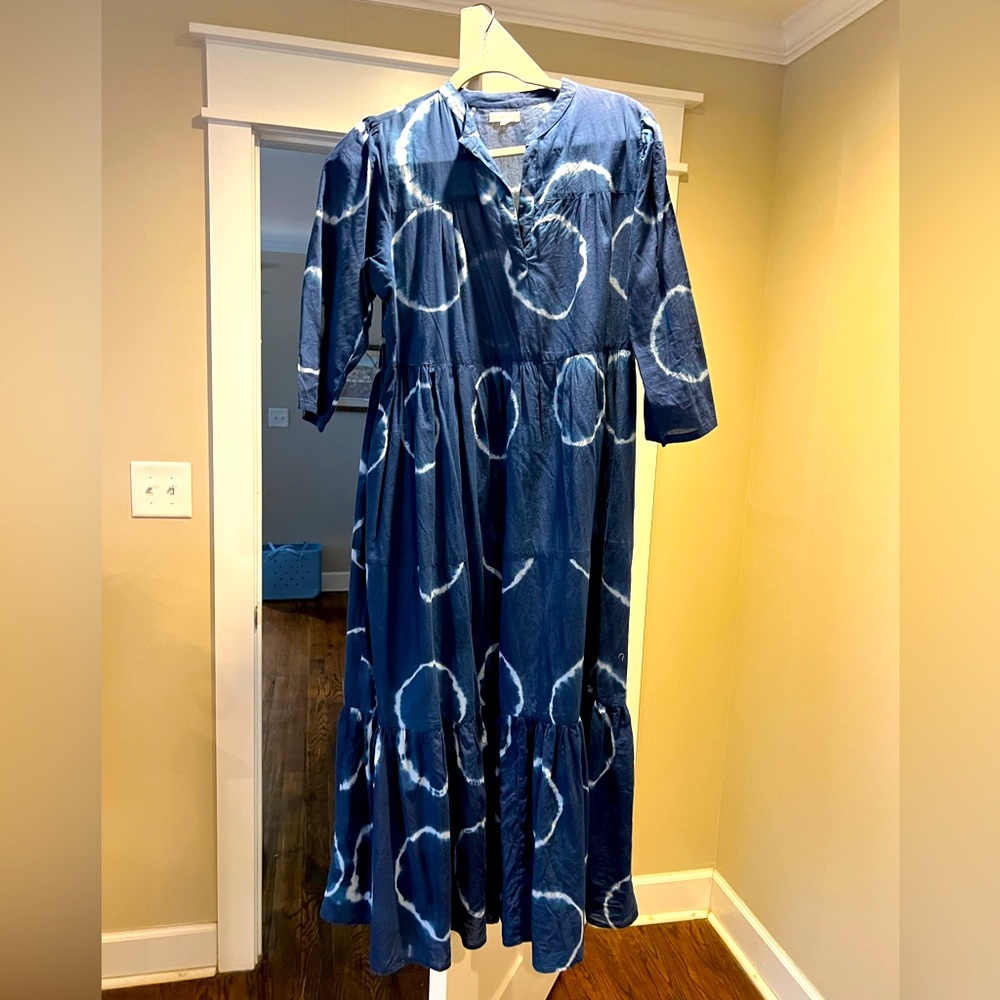 SUN DRIED LAUNDRY L beautiful blue dress. Cotton!